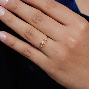 Anillo delicado de oro sólido de 18 quilates certificado por IGI, joyería de diamantes delicados naturales ligeros, anillo de diamantes certificado - Product Image 4