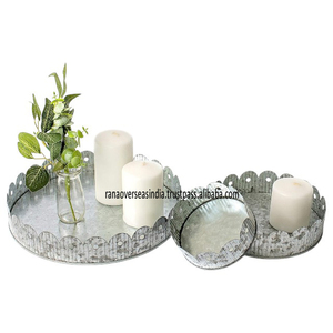 Top Demand Galvanized Round Metal Serving Tray Farmhouse para plantas y decoración navideña a precios asequibles de proveedores de confianza - Product Image 2