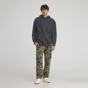 เสื้อฮู้ดแฟชั่นสตรีทใหม่สำหรับฤดูหนาว ผ้าฝ้าย 100% อุ่นสบาย ทรงเข้ารูป เป็นมิตรกับสิ่งแวดล้อม สำหรับผู้ชาย รับผลิตตามแบบ (OEM) ขายส่ง ดีไซน์กระเป๋าแบบฟอกสี - Product Image 4