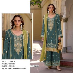 Trabajo de bordado de Material de Georgette de estilo pakistaní indio Salwar Kameez con gasa con trabajo de bordado pesado Naznin Dupatta - Product Image 4