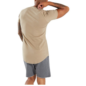 Camisetas ajustadas de Fitness para hombre, ropa de cuello alto de alta calidad, Material de algodón de Color personalizado, camiseta informal de manga corta de secado rápido - Product Image 4