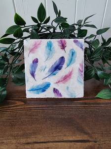 Juego de Posavasos de Mármol con Plumas Hechas a Mano, Decoración Rústica Colorida para el Hogar - Product Image 4