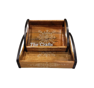 Plateau de service en bois de conception fantastique avec le plateau de service de café de forme carrée de la meilleure qualité à la meilleure vente - Product Image 3