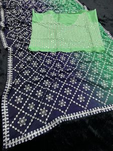 Sari elegante exclusivo de diseñador indio con blusa elegante Georgette Peding Fabric Ropa étnica de moda para fiestas de invierno - Product Image 5