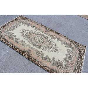 Tapis turc vintage 3,7x7,2 pieds, tapis de sol, tapis patchwork marron - Product Image 4