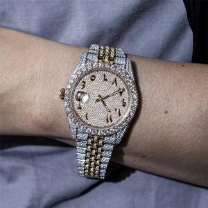 Montres Hip Hop de Luxe Faits Main Entièrement Serties de Diamants Moissanite VVS1 avec Cadran en Verre et Mouvement Automatique, Bracelet Dissimulé – Vente Flash - Product Image 1