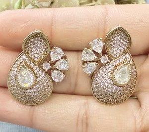 Moissanite Mehandi de moda Tops y pendientes de tuerca Sku AE 166 BG/ - Product Image 2