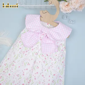 Pink Lily Floral Printed Dress OEM ODM Kids Smock Dress Customized Hand Embroidery Wholesale Manufacturer - BB2920