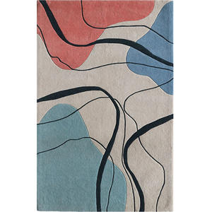 Alfombra de lana abstracta roja y negra, alfombra geométrica moderna con mechones a mano para sala de estar y dormitorio, decoración de interiores, regalo de Navidad - Product Image 6