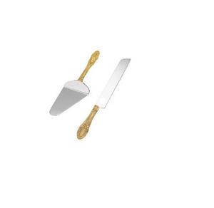 Juego de cuchillos y servidor de latón dorado para pastel de boda, herramientas de latón para pastel, gran oferta - Product Image 5