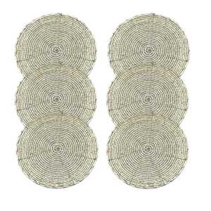 Posavasos con cuentas hechos a mano, posavasos clásicos con respaldo de poliéster (4x4 pulgadas) Iglesia y regalos religiosos portátiles - Product Image 1