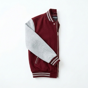 Veste grise Mahron pour homme, en mélange de laine personnalisé, fermeture éclair, col et poignets en tricot côtelé, logo brodé, streetwear décontracté, fabrication en gros - Product Image 3