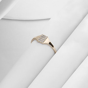 14K แข็งทอง VVS CVD แหวนเลขาเล็กทรงเรขาคณิตสไตล์วินเทจใส่ได้ทุกวัน - Product Image 1