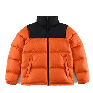 Chaqueta acolchada transpirable impermeable de lona con cuello levantado para hombre con bordado de letras y diseño de retazos - Product Image 2