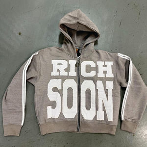 เสื้อฮู้ดปักลายที่อุดมไปด้วยความสุขในเร็วๆนี้มีฮู้ด400 GSM ผ้าฝ้ายเฮฟวี่เวทมีซิปไหล่ปล่อย - Product Image 2