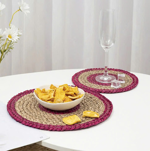 Estera de paja tejida de alta calidad de tendencia 2023, manteles individuales de algas marinas, decoración clásica única para boda, mesa de cocina, escritorio de bambú ligero - Product Image 6