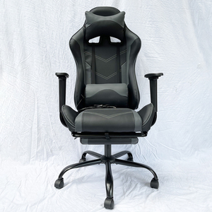 Gaming Chair with Reclining and <b>Footrest</b> Black and Grey Model GC68017 - Product Image 4