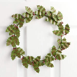 Porte-couronne en métal forgé avec des fleurs artificielles, couleurs noires, pour la décoration de la maison, des fêtes et de Noël - Product Image 2