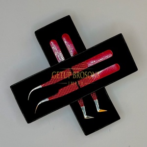 Meilleur design anti-magnétique pour cils GETUP BROSONS IMPEX, courbe de 90 degrés, isolation, revêtement en poudre rouge, argenté - Product Image 6