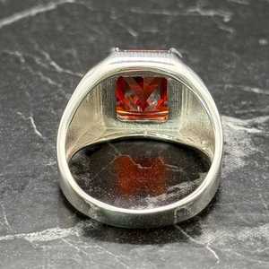 Elegant Ruby Red Signet <b>Ring</b> for <b>Men</b> Luxury Sterling <b>Silver</b> with Oval Cut Stone Minimalist Jewelry Gift for Husband - Product Image 6