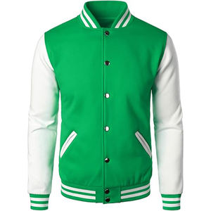 Blouson d'hiver en coton unisexe en laine avec manches en cuir chaud, style letterman de haute qualité pour le baseball universitaire - Product Image 1