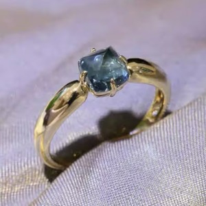 Handmade Natural Blue Topaz Cabochon <b>Ring</b> High Quality <b>925</b> Sterling <b>Silver</b> Vintage Style for Weddings and Special Occasions - Product Image 1
