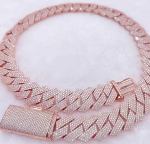 Igi ได้รับการรับรองเงินสเตอร์ลิงสีโรสโกลด์คุณภาพระดับพรีเมียมฮิปฮอปเย็นออกแบบได้เอง VVS สร้อยคอเพชรคิวบาของขวัญสำหรับผู้ชาย - Product Image 3