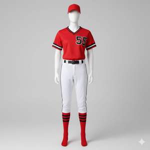 Tenues de baseball professionnelles entièrement personnalisées, respirantes, séchage rapide, impression numérique, 100% polyester, col en V, durables - Product Image 6