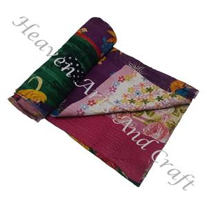 Couverture Kantha Gudari, couverture Kantha Gudari, vente en gros, fournisseur d'or, GD1119, couverture Kantha faite à la main, coton imprimé indien - Product Image 1