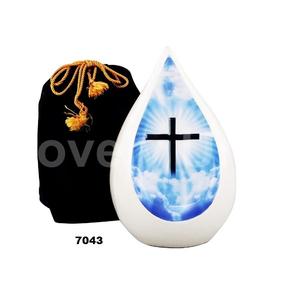 Urna grande de cremación en forma de lágrima cruzada para cenizas humanas, urna para adultos para urna de cremación funeraria con bolsa de terciopelo gratis - Product Image 1