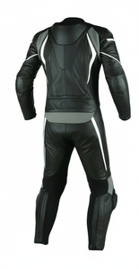 Blouson de moto en cuir noir respirant et imperméable pour homme adulte, avec texture en fibre de carbone cousue et injection TPU - Product Image 4