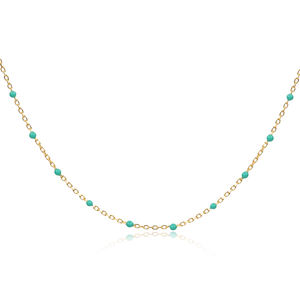 Collier chaîne en émail vert menthe, design artisanal turc, argent sterling 925 plaqué or et rhodium, bijoux faits à la main - Product Image 3