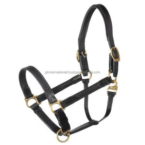 Cabestro de caballo de cuero de tendencia superior más vendido en cuero de silla de montar inglés Premium marrón o negro con accesorios de latón - Product Image 2