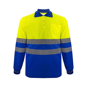 Bazo Hochsichtbares Langarm-Sicherheitshemd Unisex Polyester Arbeitskleidung Reflektierende Streifen Gelb Grau Kragen Manschetten Nadel - Product Image 5
