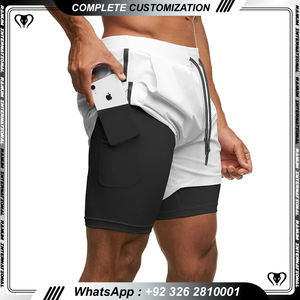 Pantalones cortos 2 en 1 con bolsillo para hombre, con logotipo diseño personalizado, esenciales para entrenamiento, venta al por mayor - Product Image 5