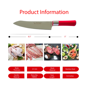 Nueva llegada ATASAN Red Craft Chefs cuchillo No 2 Premium Chef cuchillo de cocina hecho a mano de alta calidad de acero inoxidable cuchillos de cocinero - Product Image 2