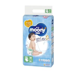 Moony Tape 2025 Pañales de algodón de calidad superior Cinta mediana M 56 hojas/4 paquetes Producto caliente para la piel sensible para bebés - Product Image 2