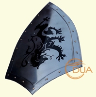 Bouclier de chevalier médiéval avec conception de lion rampant, décoration murale de bouclier prêt à la bataille en acier