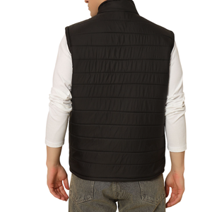 Men's Custom Logo Down Puffer Vest - High-Quality Warm Quilted Solid Black Streetwear Breathable Jacket Winter Layer Vest - Product Image 2