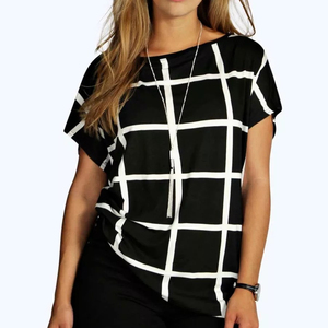 Camiseta de manga corta con cuello redondo a rayas para mujer, camiseta gráfica, camisetas casuales sueltas, camisetas en blanco personalizadas para mujer, camisetas de talla grande - Product Image 1