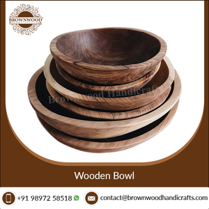 Tazón para Servir Hecho a Mano de Madera de Acacia Sólida de Alta Calidad, Acabado Natural, Ecológico, para Fiestas, Compradores Mayoristas, Hogar y Cocina - Product Image 4