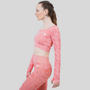 Camo Seamless <b>Peach</b> Yoga Crop <b>Top</b> - Product Image 4