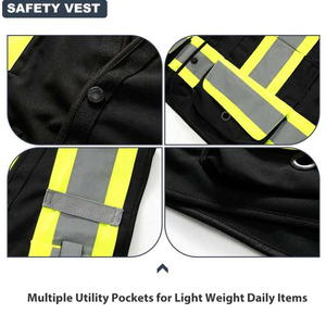 Gilet de sécurité noir haute visibilité réfléchissant 12 couleurs vives, gilet de chantier, gilet de sécurité ANSI - Product Image 5