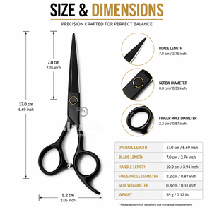 Ciseaux de coiffure noirs de luxe 6,5 pouces, lame de rasoir, ciseaux de barbier, manche ergonomique, outil de coupe de salon, OEM - Product Image 3