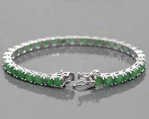 Women's <b>Bracelet</b> Natural Emerald Gemstone May Birthstone Link <b>Bracelet</b> <b>Bangle</b> Handmade Jewelry 925 <b>Sterling</b> <b>Silver</b> <b>Bracelet</b> - Product Image 2