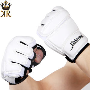 Gants de boxe demi-doigt en cuir de qualité pour adultes enfants entraînement de Fitness pour MMA Sanda Muay Thai Taekwondo Sparring - Product Image 1