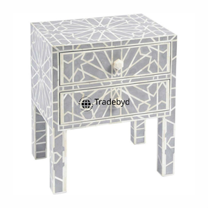 Table de chevet design en incrustation d'os avec rangement Table de chevet élégante de style console pour maisons modernes par Tradebyd - Product Image 2