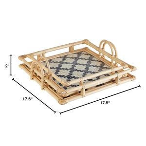 ถาดหวายฝังมุกงานฝีมือสำหรับตกแต่งโต๊ะกาแฟถาดตกแต่งโบฮีเมียนขายส่งจากเวียดนาม - Product Image 3