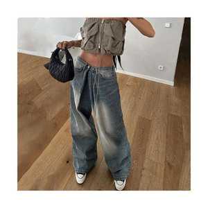 กางเกงยีนส์ทรงหลวมแนวสตรีทเอวต่ำสำหรับผู้หญิงกางเกงยีนส์ซักตรงไซส์ใหญ่ Y2K วินเทจลำลอง - Product Image 3