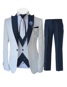 Costume homme tendance, dernier modèle, veste et pantalon, noir brillant, pour mariage, smoking de marié, coupe ajustée, soirée de gala, 3 pièces - Product Image 2